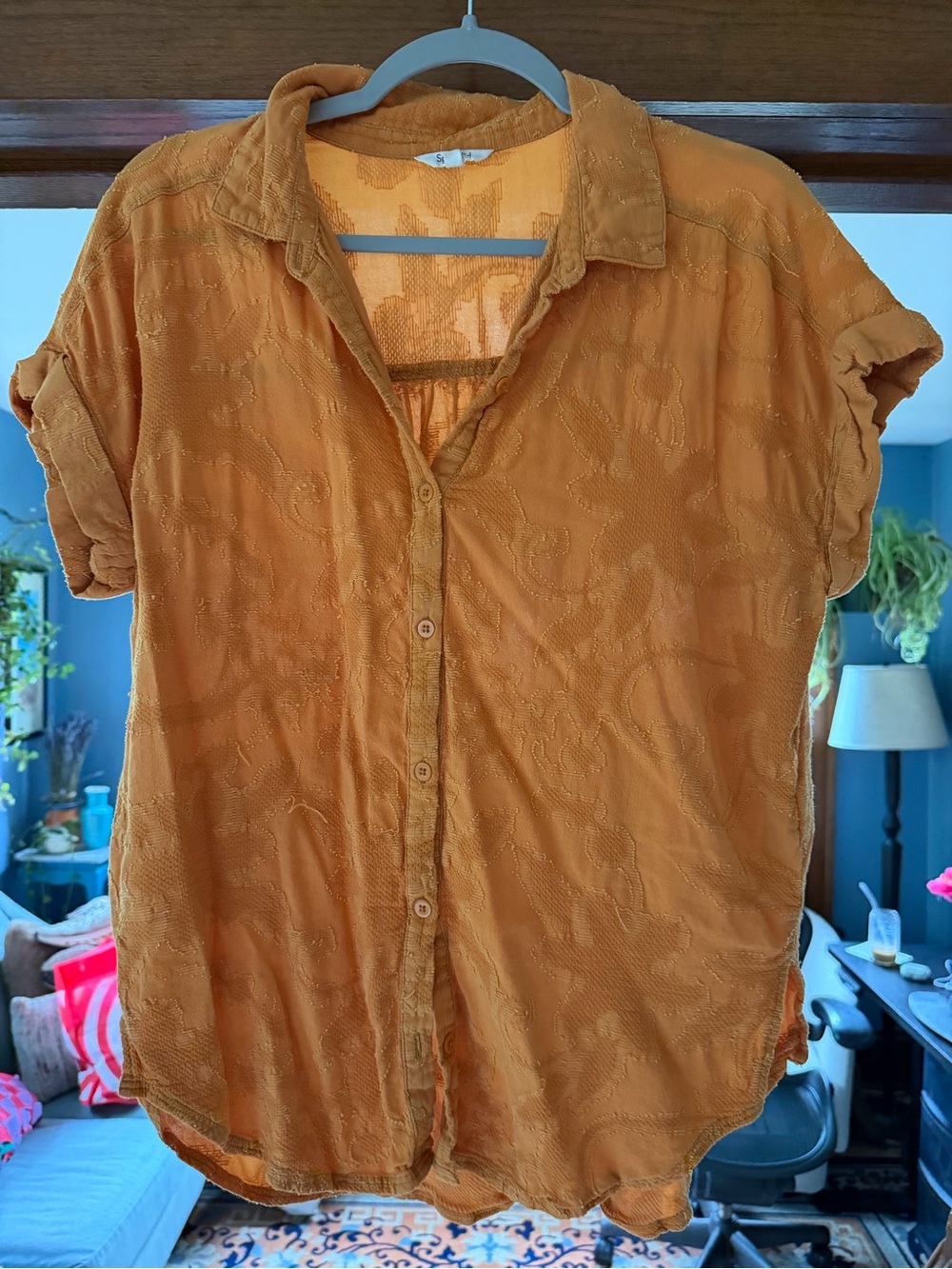 Splendid Women's Button-Down Shirt in Burnt Orange